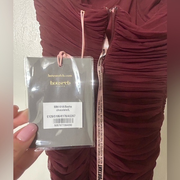 House of CB Sasha Ruched Gown Burgundy L NWT - Picture 7 of 8